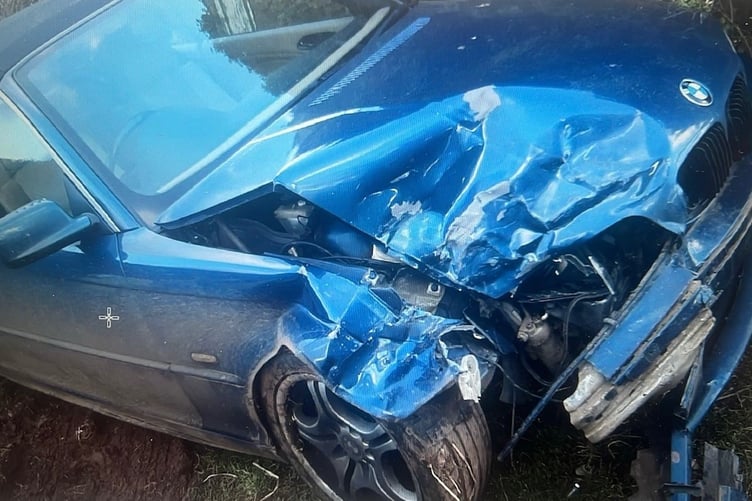 The driver of this damaged BMW was banned by magistrates.