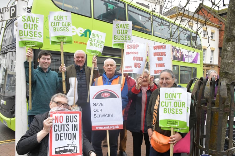 Protests against bus service cuts took place in Wiveliscombe.