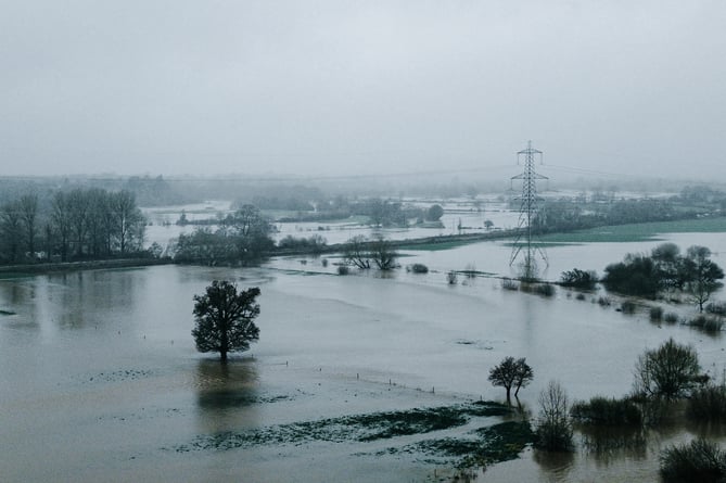 Flooding between Stoke Canon and Cowley Bridge, Exeter on Sunday, February 18. DCIM\100MEDIA\DJI_0024.JPG
