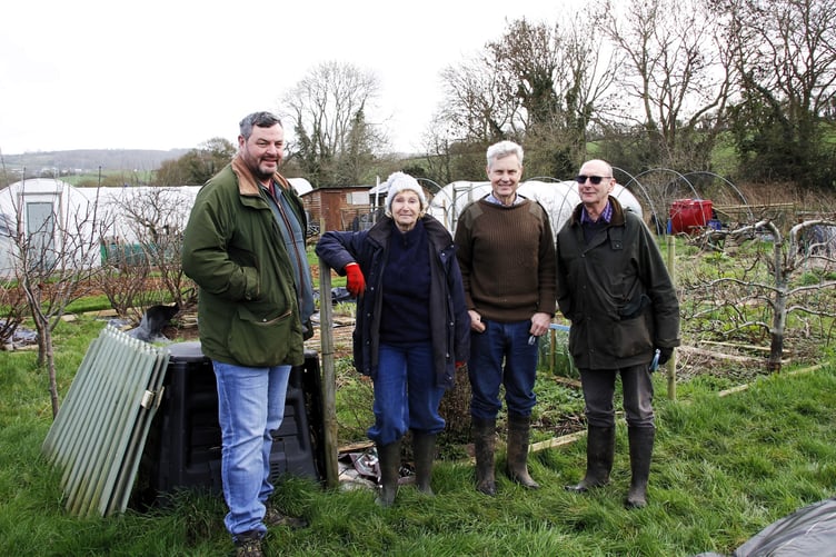 Happy Williton allotmenteers (left to right) Neil Dawson, Linda McCahill, Stuart Scott, and Dougie Towells.