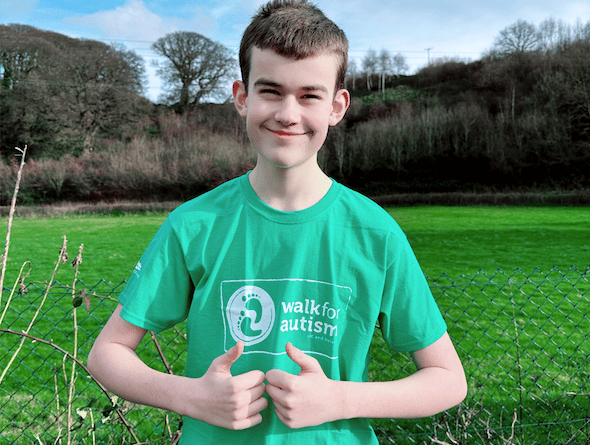 Will Thomas, who is walking to fund-raise for an autism charity. Withycombe Exmoor Timberscombe