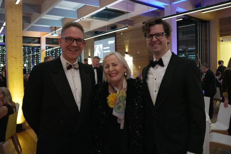 St Margaret’s Hospice chief executive James Rimmer (left) with Lynda Edwards and her son William, whose husband and father David received end of life care from the charity.