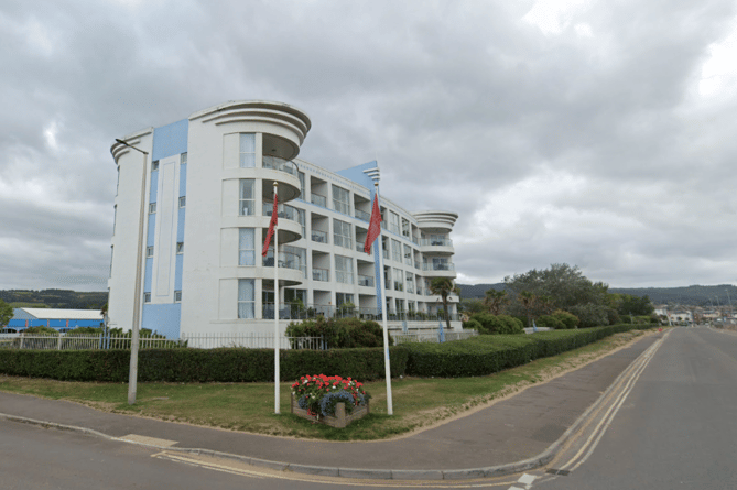 Butlin's Studio 36 is just visible behind its Blueskies timeshare apartments block on Minehead sea front.