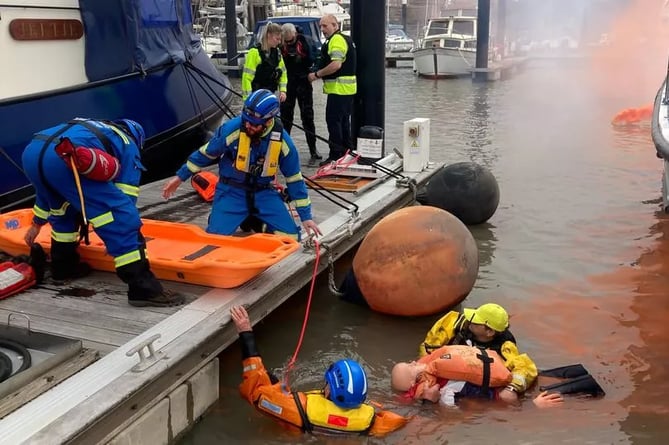 Wimbelball Lake will be off limits to the public during the exercise. Pictured: emergency services carrying out a training exercise in Watchet Harbour in 2022