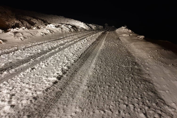 Snow covered much of Exmoor on Wednesday night.