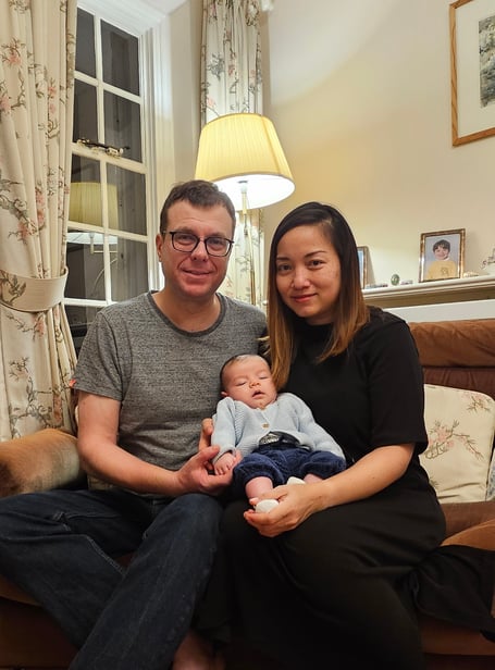 John, Jarmmy and baby Robbie Greenwood. A couple have welcomed a miracle IVF baby after they opted for genetic testing - which is more common in mum's native Thailand. Jarmmy, 39, and John Greenwood, 49, met in Thailand at a wedding anniversary party where John was a guest and Jarmmy was the party planner. They married in 2017 then relocated to the UK and settled in Taunton and were keen to a family straight away. The couple both had fertility issues and bought a two cycle package of IVF at fertility company BCRM in Bristol. 