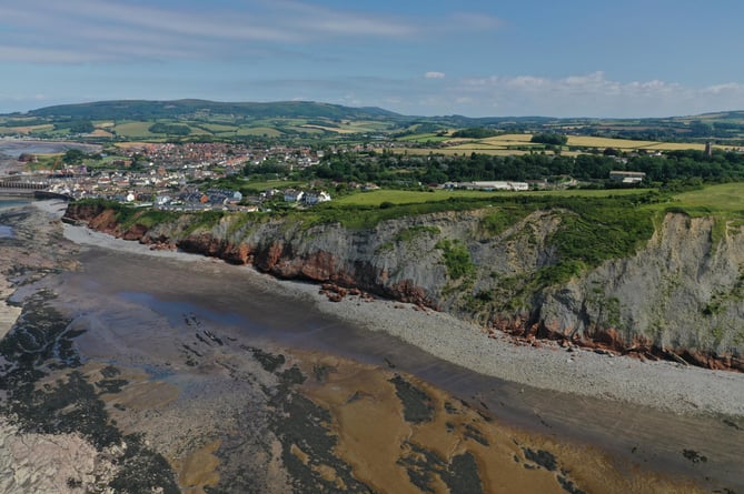 An aerial view of West Cliff and Watchet.