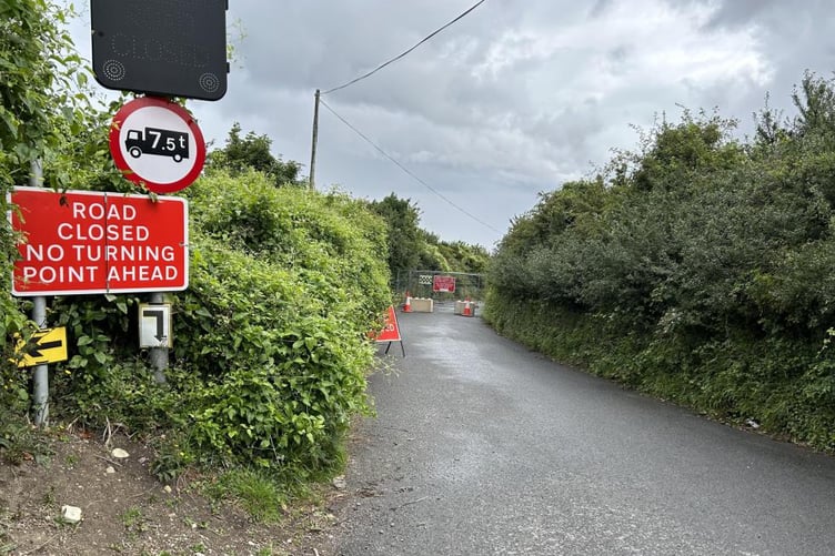 The B3191 at Cleeve Hill, Watchet, has been closed since January, 2023.