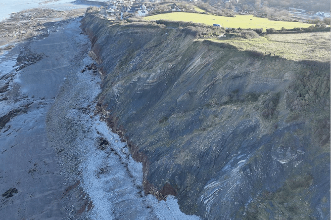 Coastal erosion to the west of Watchet.