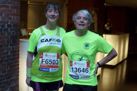 Veteran runners Nora and Richard Maw at their first Hamburg marathon.