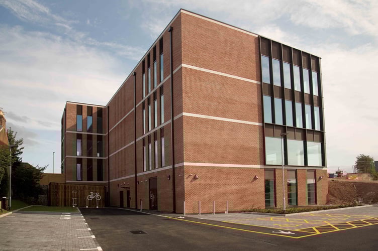 The Firepool Centre for Digital Innovation, seen from Canal Road - Somerset Council
