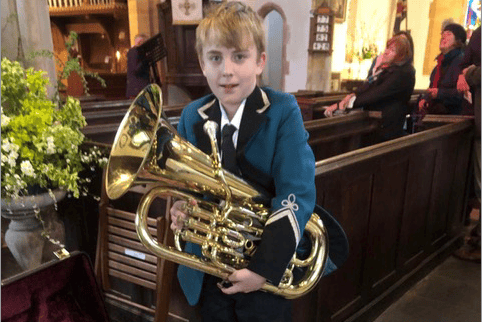 Ten-year-old Stan Reid has made his debut on the euphonium with the West Somerset Brass Band. 