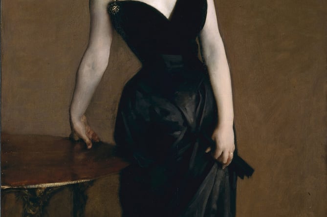 1127610 Madame X (Madame Pierre Gautreau), 1883-84, (oil on canvas) by Sargent, John Singer (1856-1925); 207x110 cm; Metropolitan Museum of Art, New York, USA; (add.info.: Sargent\'s portrait of Madame Pierre Gautreau (Louisiana-born Virginie AmÃ©lie Avegno 1859â1915) caused a scandal in Paris at the 1884 Salon when it was first shown with an off the shoulder dress dress strap.).
