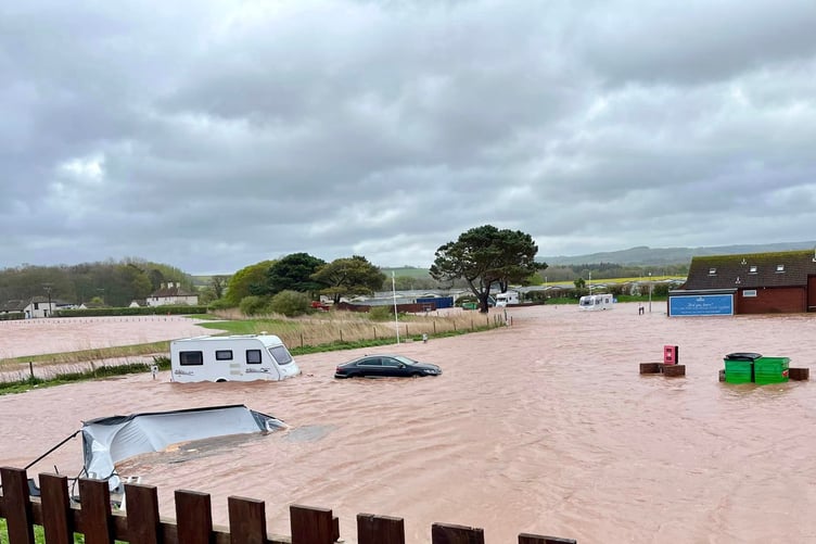 Part of the Hoburne Blue Anchor caravan park was flooded.
