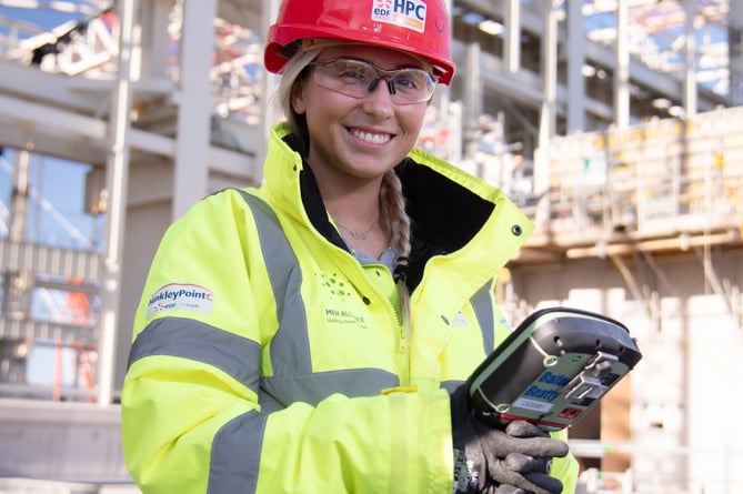 Evie Holdsworth, aged 17, from Bridgwater, is now six months into her geospatial surveying  apprenticeship with the MEH Alliance at Hinkley Point C.