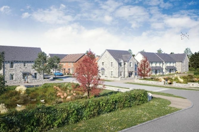 Artist's impression of 139 new homes in Watchet, seen from Doniford Road - Grass Roots Planning 