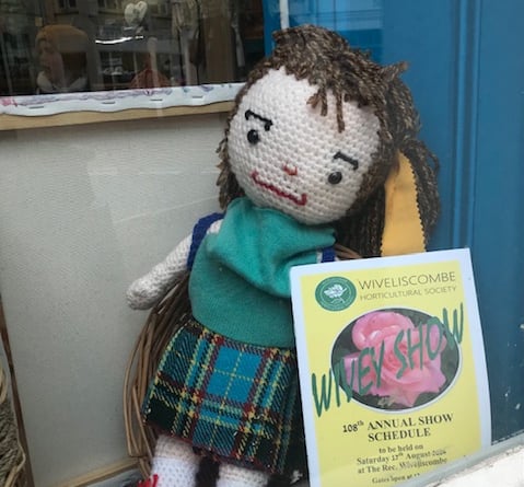 Wivey Show mascot Wandering Wanda can be seen around the Wiveliscombe promoting this year's event.