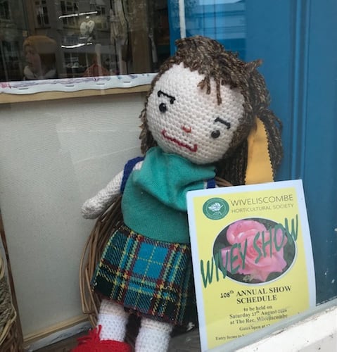 Wivey Show mascot Wandering Wanda can be seen around the Wiveliscombe promoting this year's event.