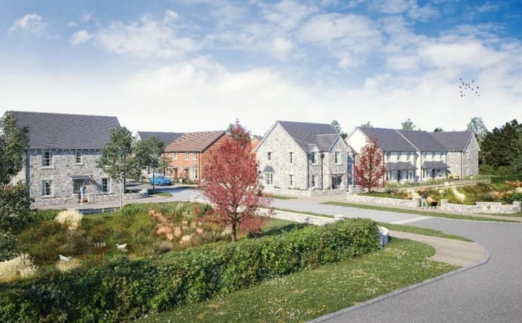Artist's impression of 139 new homes in Watchet, seen from Doniford Road (Grass Roots Planning)