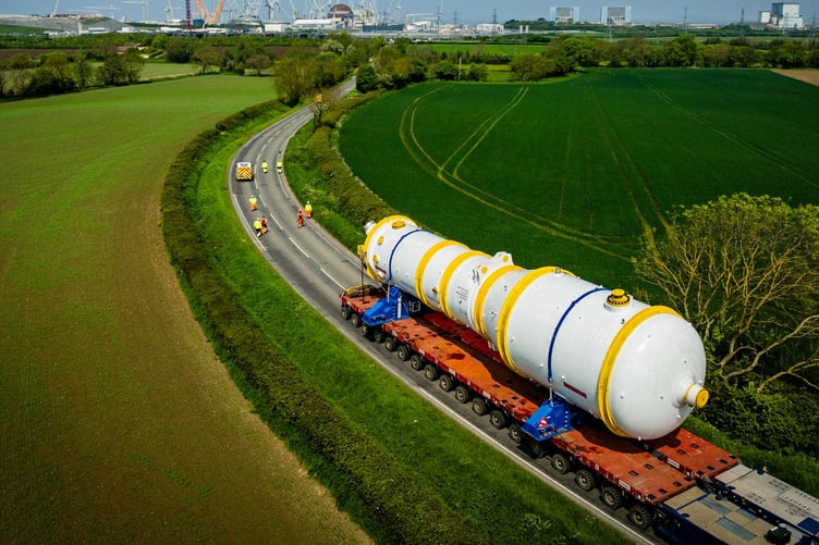 The steam generator approaching Hinkley Point C.