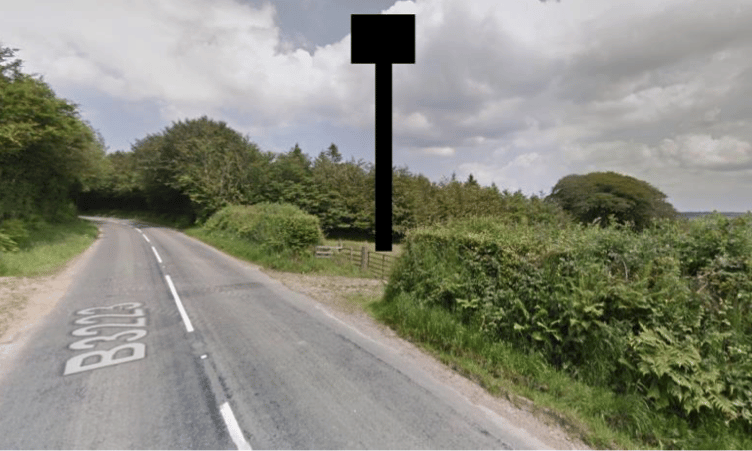 An impression of how the telecoms mast would have stood out in the landscape. 
