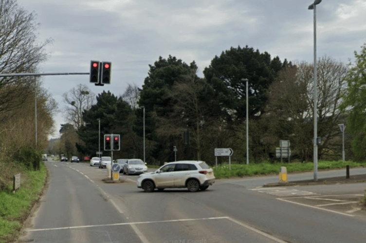 The A39 looking from Dunster toward Carhampton. 