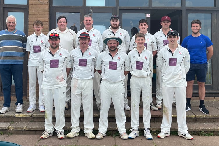 Cutcombe, pictured at Minehead recently, back left to right: Phil Webber, Lennon Howe, Mark Matravers, Lee Baker, Jacob Worrall, Ben Pursey, Elliott Binding, Nick Baker; front: Ben Gregory (capt), Jonathan Webber, Robin Howe, H Pursey, James Gregory.