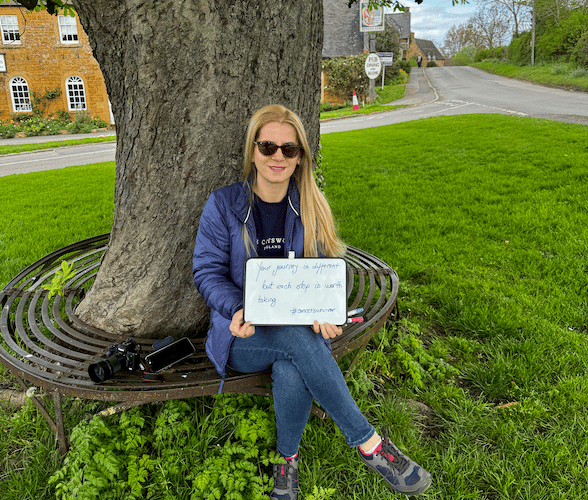 Diana Ramona, who is walking through some of West Somerset's most isolated communities to support cancer patients.