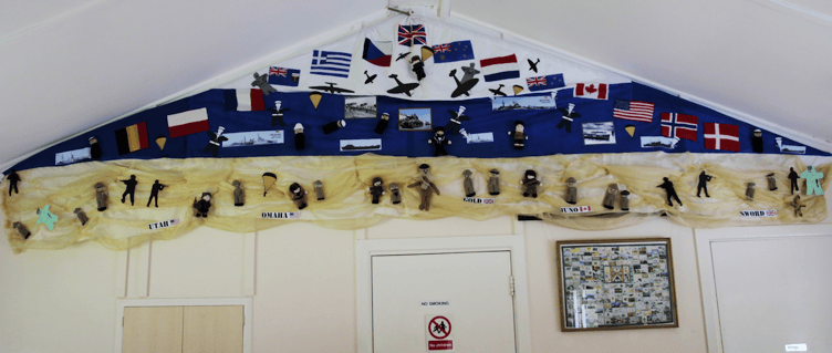 The West Quantoxhead D-Day montage in the village hall.