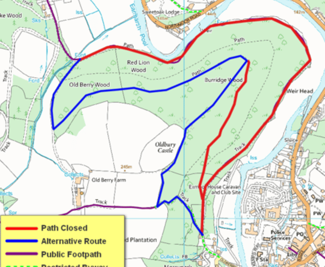 Footpath closures in Dulverton from June 21