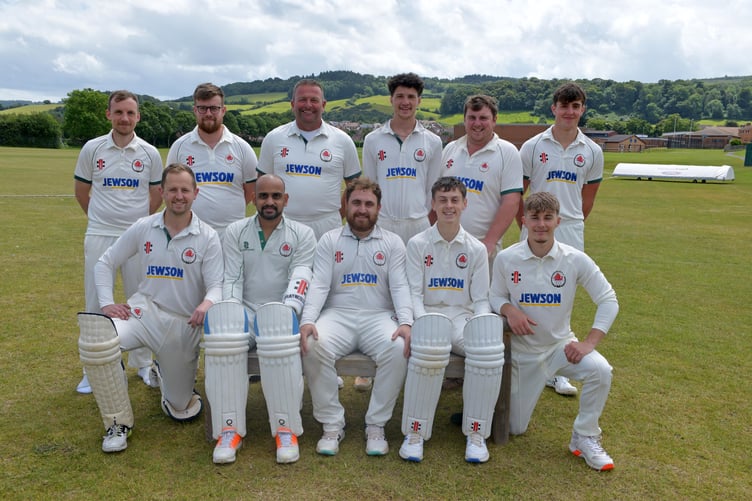 Minehead 2nd XI, back left to right: Alastair Harrison, Connor Patterson, Gary Bennett, James Davis, Jack White, Sam How; front: Josh Hurley, Sceevisnu, Kombath, James Griffiths, Jonah Hopkins, Lewis Goodrum.