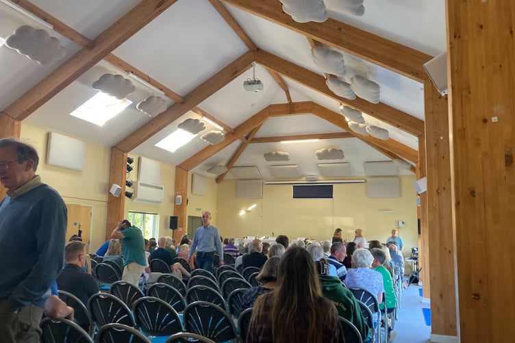 Inside the hustings in Langford Budville Jubilee Hall.