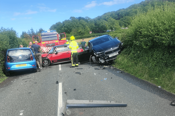 A four-car crash closed the A39 between Minehead and Porlock on Saturday (June 22).