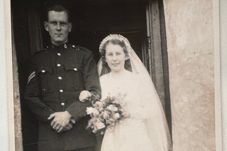 The only wedding photograph possessed by Muriel Marrison because the photographer did not turn up.