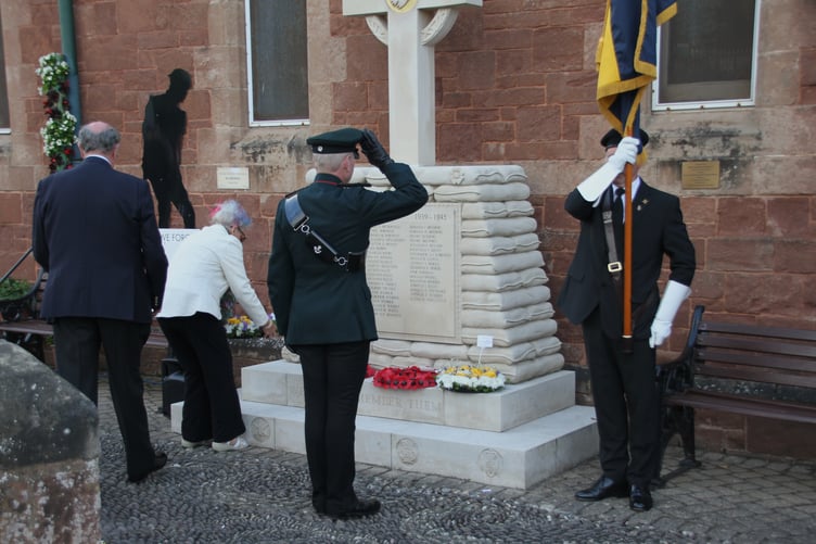 Wreaths are laid at the 10th anniversary of Watchet war Memorial.