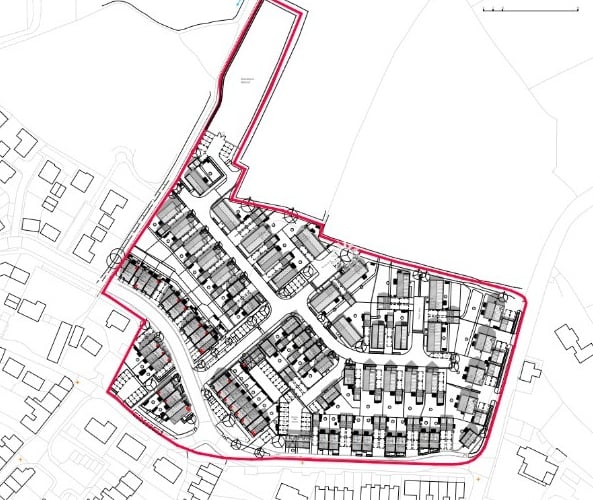 Plans for 71 homes on Burges Lane in Wiveliscombe (Clifton Emery Design)