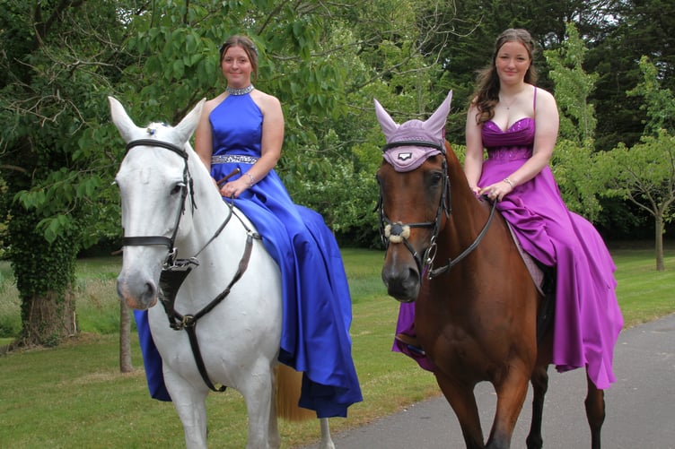 Liv Little and Zoe Westcott trot to their West Somerset College prom night.