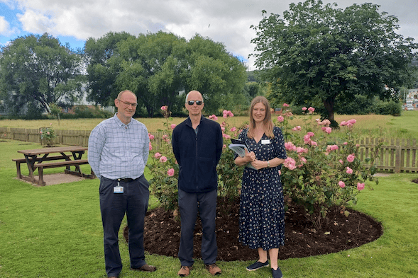 Britain in Bloom judge Camilla Basset Smith in Minehead with Mayor Cllr Craig Palmer.