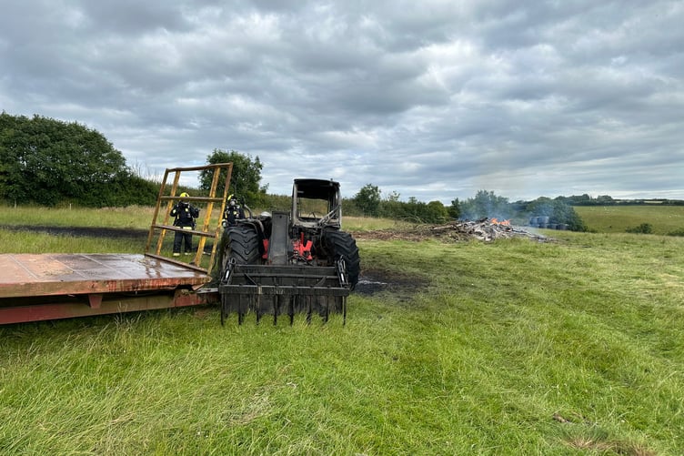 Minehead firefighters helped put out an agricultural vehicle blaze in Exton, near Dulverton. Exmoor