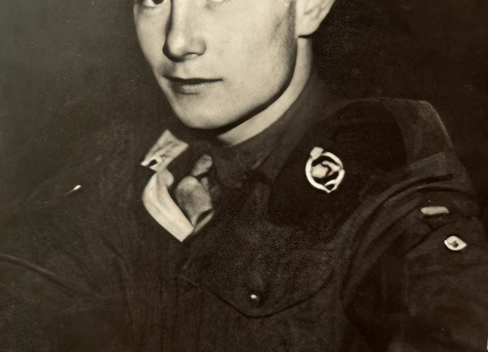 George Lewis, of Watchet, in his Tank Regiment uniform during the last war.