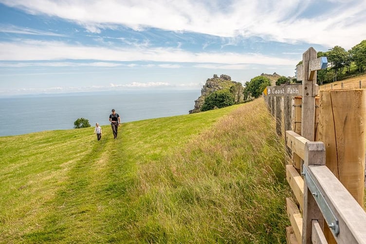 A stretch of coast path on Exmoor near Lee Abbey and Valley of Rocks.