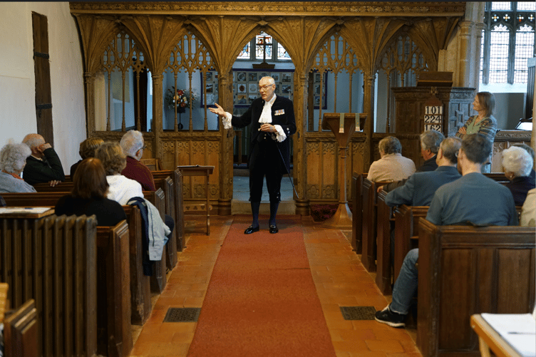 The High Sheriff of Somerset Rob Beckley gives a talk to a history group in Timberscombe.