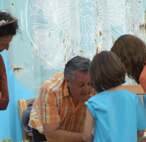 Geckoella Ltd technical director and principal geologist Dr Andy King identifying fossils at an earlier event. 