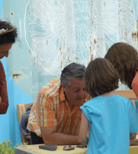 Geckoella Ltd technical director and principal geologist Dr Andy King identifying fossils at an earlier event.