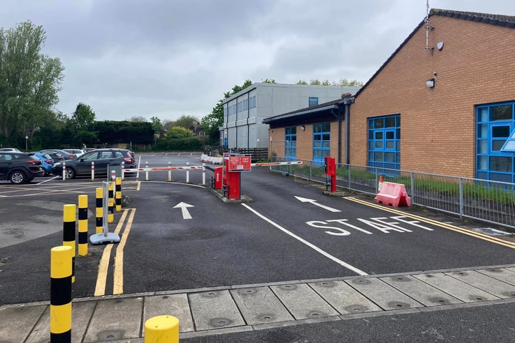 The site of a new multi-storey car park being built at Musgrove Park Hospital, Taunton.
