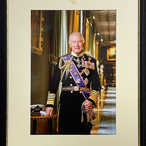 The official portrait of King Charles III which Kilve Parish Council rejected.