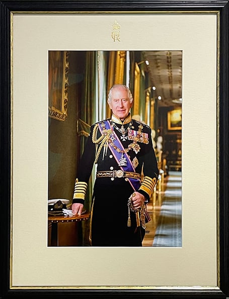 The official portrait of King Charles III which Kilve Parish Council rejected.