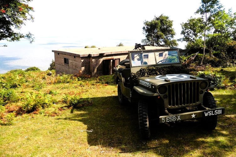A wartime jeep by the former radar station on North Hill, Minehead.