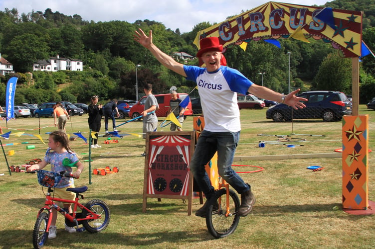 Circus skills at Porlock Country Fair with 'Star' from Higher Beings Circus.