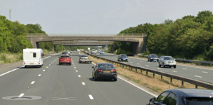 M5 lane closed after car left carriageway and collided with hedge